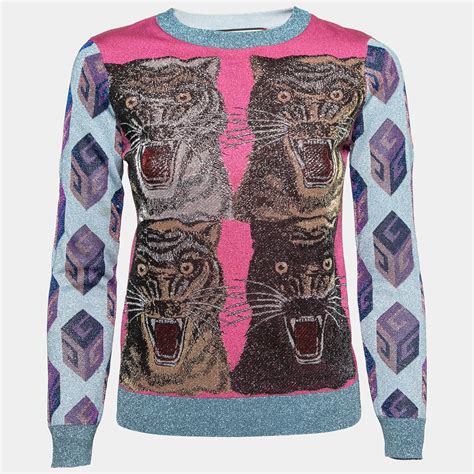 gucci tiger intarsia viscose lurex sweater|gucci tiger for sale.